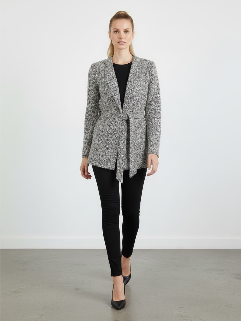 Lane Bryant Gray Textured Tie-Waist Women's Jacket